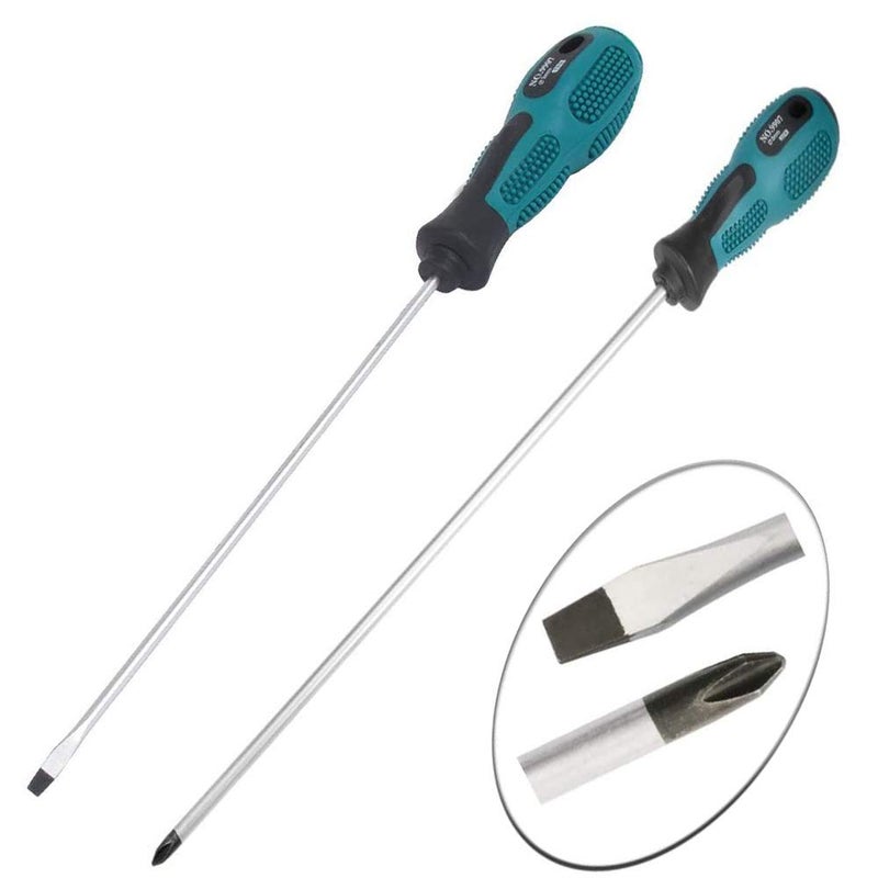 tatoko 12 inches long Slotted and Phillips Screwdriver, PH1 12" Long Cross-head Screwdriver Flat Blade Screwdriverset, Magnetic Screwdrivers with Rubber Handle 2 Packs - Image 3